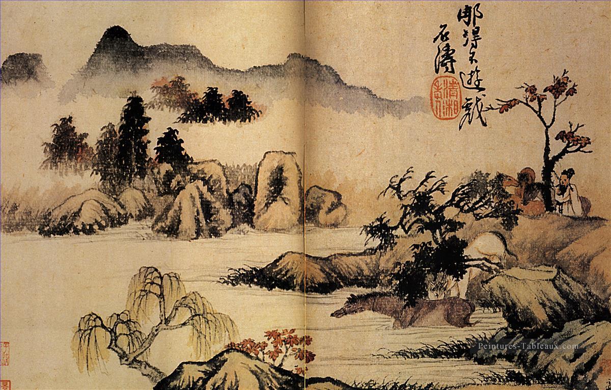 Bain Shitao Chevals 1699 traditionnelle chinoise Peintures à l'huile
